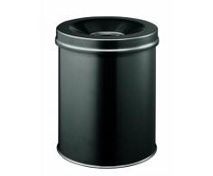 Durable - Papelera redonda con tapa extintora (15 litros), color negro