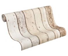 A.S. Creation 895110 New England - Papel pintado estampado imitación madera, color beige, marrón y blanco