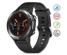 Reloj Inteligente Hombre Mujer, GRDE Smartwatch Redondo 12 Modo Deportivo con (Monitor de Ritmo Cardíaco/Sueño/Calorías) Reloj Fitness 5ATM Impermeable Con Podómetro,Cronógrafo,Notificación de Mensaje