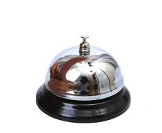 qees – Mesa timbre campana recepción timbre gloke metal hotelglockel con impresión disparador con sonido clara para hoteles bares restaurantes Plata LD01