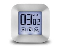 Temporizador de Cocina Digital Magnético Pantalla Táctil - XREXS Pantalla LCD Cuenta regresiva Temporizador electrónico con fuerte magnético y de pie, Reloj despertador fuerte (Batería incluida)