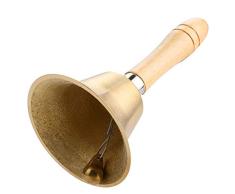 Drfeify Campana de Mano de Madera, Cena de Recepción Escolar de 8 cm Campana de Madera del Hotel de la Tienda de Madera (Oro)