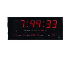 Sanda SD-0015 Reloj Digital de Pared y Mesa Led Color Rojo Calendario Termometro Alarma Despertador Clock Hora Fuente de Alimentacion