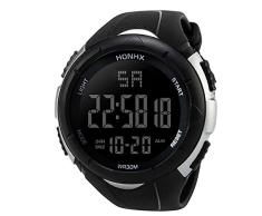 Yesmile Relojes❤️Reloj Electrónico de Silicona Hombres Analógico Militar Digital Deporte LED Impermeable Reloj de Pulsera reloje Pulse HONHX (Blanco)