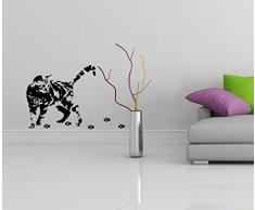 (30x20cm) Vinilo Adhesivo Pared Lindo Gato Silueta con Peldaños / Gatito Curioso Decorativo Pegatina / Extraíble BRICOLAJE Mural + Gratis Al azar adhesivo Regalo