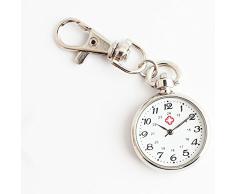 Creativo llavero enfermera colgante reloj Fob aleación colgante reloj de bolsillo (plata)