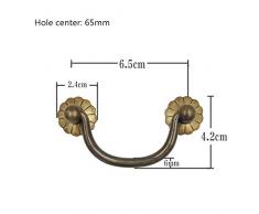 MOODSC de cobre puro de la vendimia del bronce del cajón libro Holder Tirador chino muebles antiguos de cobre de la manija Armario Estantería Handle Fabricantes,65mmholecenter