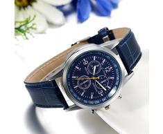 JewelryWe Relojes de Hombre Caballero, 3 Subesferas Decorativas Reloj de Moda, Correa de Cuero Clásico Casual