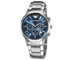 Emporio Armani AR2448 - Reloj cronógrafo de cuarzo para hombre, correa de acero inoxidable color plateado (cronómetro)