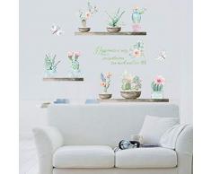 VORCOOL Creativo Cactus Flor Mariposa Pegatinas de Pared para Sala de Estar decoración de la Cama Tatuajes en casa Planta de Bricolaje Arte Mural