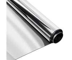 Homein Lámina de Espejo Vinilo Ventana Cristal Protector Solar Lámina Privacidad Película Espejo Adhesiva de Gran Reflexión Anti 99% UV, Anti 85% IR, para Oficina Salón 44.5 * 200cm
