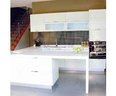 Vinilo Pegatina Muebles de Cocina, PVC Engomada Autoadhesivo Protege o Decora Armario y Aparatos Eléctricos, Papel Pintado para Muebles/Cocina/Baño,Impermeable Pegatina, Rollo 60cm (Blanco, 3)