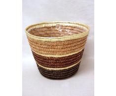 MACETERO MACETA CUBREMACETA CESTA CESTO REDONDO GRANDE DORADO