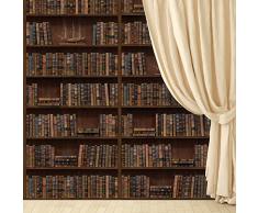 Walplus 264x232 cm Adhesivos de Pared Vintage Biblioteca extraíble Autoadhesivo Arte Mural ADHESIVOS VINILO DECORACIÓN HOGAR BRICOLAJE Living Oficina Dormitorio Decor papel pintado, Marrón