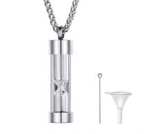 Richsteel Guardapelo Reloj de Arena, Relicario Perfume Urna cremación Cenizas, Dije Colgante en Collar Ajustable 24 Pulgadas, Recuerdo Cerca de su corazón, Acero Inoxidable, Joya Hombre Mujer