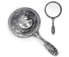 Espejo Maquillaje - Orime Espejo de Mano con Estilo Egipcio en Relieve de Metal - Ideas de Regalos para Bodas, Regalo San Valentín, Regalos Cumpleaños, Regalo Aniversario(13,5 x 7,1cm)