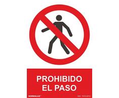 Normaluz RD40002 RD40002-Señal Prohibido El Paso PVC Glasspack 0,7mm 21x30 cm, Rojo