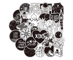 AllRing Clásico Blanco Negro Paquete De Pegatinas Pegatinas Vsco, Impermeable Pegatinas Moto Graffiti Stickers Vintage para Laptop, Coche, Maleta, Casco Bicicleta, Vinilos para Portátiles (50Pcs)