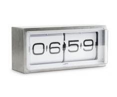 LEFF Amsterdam - Brick Clock - Design - Reloj de Escritorio o estanterÃa (Acero Inoxidable/Blanco)