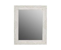 Espejo de pared rectangular de oro envejecido con pátina 62 x 52 cm – Espejo de madera con bordes biselados – Estilo rústico como espejo de baño – Espejo de aumento o espejo de salón para el país casa, madera, blanco, 62 x 52cm