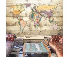 Fotomural 200x140 cm - 3 tres colores a elegir - Papel tejido-no tejido. Fotomurales - Papel pintado Madera Mapamundi k-B-0009-a-b