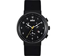 Braun BN0035BKBKG - Reloj cronógrafo de caballero de cuarzo con correa de piel negra