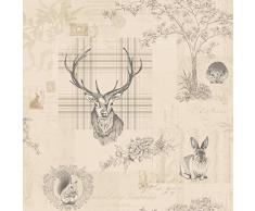 Papel de Pared Holden con Cuadros Árboles Ciervos Caligrafía en Gris Oscuro 98012 K2