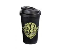 STAR WARS 12275 Yoda - Vaso térmico para el café (Doble Revestimiento de plástico, 400 ml), diseño con Texto en inglés Great Jedi Master Yoda