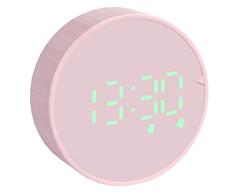 Despertador Digital Reloj Despertador Infantil con Pantalla LED de Temperatura, Tiempo,Fecha, Función Snooze,12/24 Horas,USB y Funciona con Pilas para Dormitorio Oficina (Rosado)