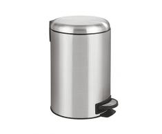 Wenko Papelera Leman de Acero Inoxidable con Pedal (12L, Mate, 25 x 32 x 38 cm), 22703100
