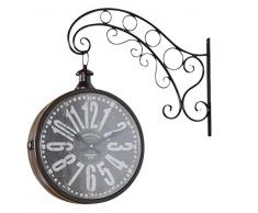elbmöbel – Reloj de Pared Metal marrón Vintage Retro Reloj Reloj de Estación de Tren Diseño Vintage Envejecido.
