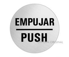 OFFORM Señal pictograma en acero inox Ø 75mm No.39161Empujar/Push