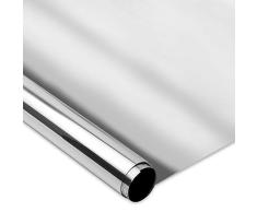 Homein Lámina de Espejo Vinilo Ventana Cristal Protector Solar Lámina Privacidad Película Espejo Adhesiva de Gran Reflexión Anti 99% UV, Anti 85% IR, para Oficina Salón 90 * 200cm