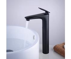 Grifo Mezclador Para Lavabo Grifo de baño Alto Agua, Negro Mate
