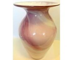 Jarron de suelo grande de cristal coloreado, bulboso florero de vidrio soplado a boca en tonos violeta, blanco de marmol, para las flores de tallo largo, altura circa 26 cm, disenado y fabricado por la Oberstdorfer Glashütte