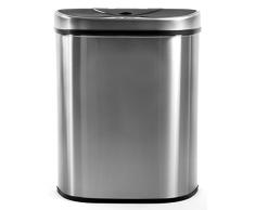 Homra Cubo de basura con sensor, 70 litros, acero inoxidable de alta calidad, con sensor de movimiento QUBIX, acero inoxidable, acero inoxidable, 2-Fach