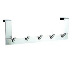 MSV Percha DE INOX 5 Ganchos, Acero Inoxidable, Cromado, 35.5x7x12 cm