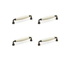 4 Un. TIRADOR Asa Mueble Porcelana crema herraje bronce - Distancia tornillos 96MM