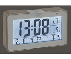 TFA Dostmann Melody - Radio-Despertador con Diferentes Sonidos, Fabricado en plástico, con Unas Medidas de 14 x 4 x 8 cm, en Color Blanco/champán