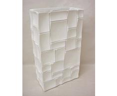 JARRON FLORERO BLOQUES POLYSTONE FIBRA DE VIDRIO BLANCO MEDIANO