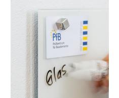 Smart Glass Board ® Pizarra de cristal magnética / Tablero de notas magnético en vidrio + 2 Imanes SuperDym, 48 x 48 cm, Blanco, UltraClear ® Glass