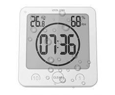 Soddyenergy LCD Reloj de Ducha Digital, Reloj de baño Reloj de Ducha Impermeable Reloj Temporizador Temperatura Humedad Pared Ducha Reloj Reloj Temporizador de Cocina (Blanca)
