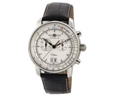 Zeppelin 7690-1 76901 - Reloj cronógrafo de cuarzo para hombre, correa de cuero color negro