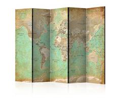 murando Biombo Mapamundi 225x172 cm de impresión Unilateral en el Lienzo de TNT 100% Opaco - Decoración Cuarto - Biombo de Madera con Imagen Impresa Mapa del Mundo k-A-0105-z-c