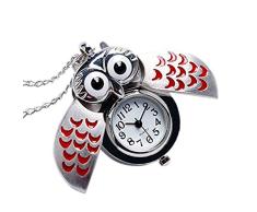 aloiness Metal Owl Llavero Reloj Llavero Bolsa Bolsillo de Coche Ornamentos Colgantes para Mujeres Hombres Recuerdo Regalo de Cumpleaños (Rojo)