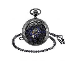 Infinito U- Reloj de Bolsillo de Movimiento Mecánico Escala Numeral Romano con 2 Cadenas