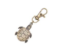 NICERIO Reloj de Bolsillo Creativo Reloj Llavero Vintage Tortuga Flip Reloj de Bolsillo Reloj de Cuarzo para niños niños (Gancho de Bronce Verde)
