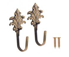 2pcs De Arce Del Vintage Deja Cortina Tieback Ganchos Borla Pared De La Puerta Gancho De Bronce