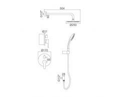 GRIFEMA G17103-PORTO, Columna de ducha empotrada(1/2 pulgada), Grifo de ducha empotrado monomando con ducha de mano de 3 funciones, manguera de ducha y soporte, Cromo