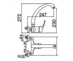 GRIFO MONOMANDO FREGADERA PARED (15 CM. ENTRE TOMAS) CAÑO ALTO 5 AÑOS DE GARANTÍA